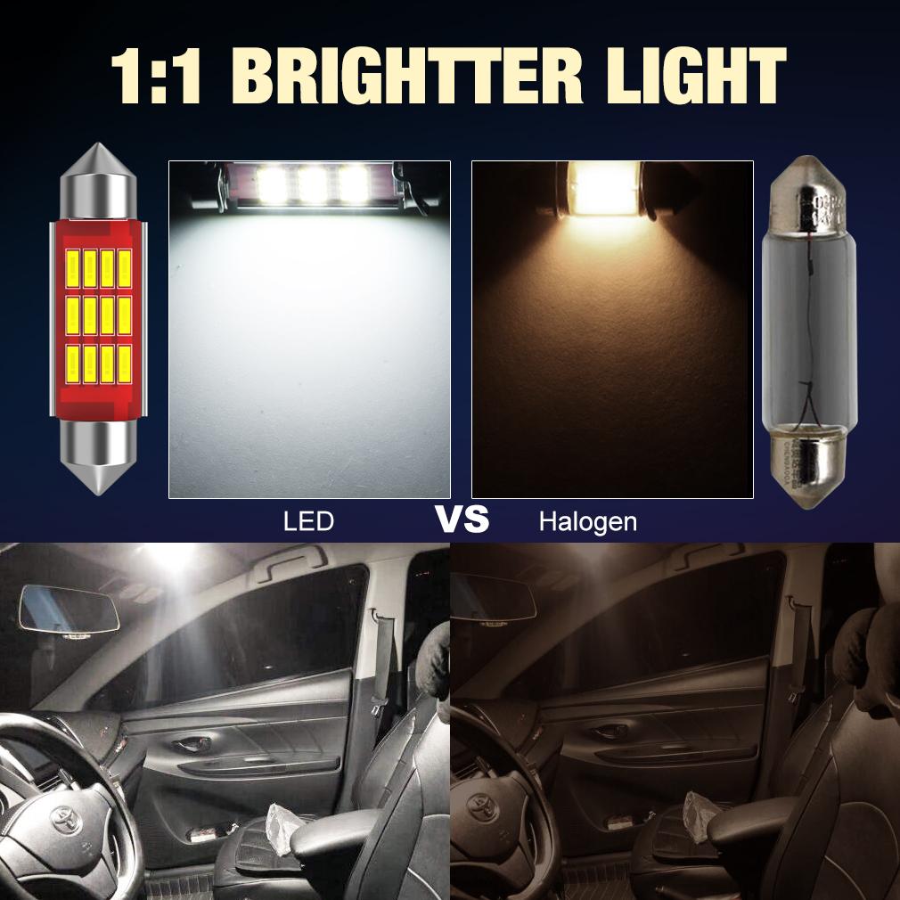 10pcs C5W LED C10W Canbus Festoon 31mm 36mm 39mm 41mm Error Free Car Interior Reading Light 12SMD 4014 Chips License Plate Bulbs Auto Lamp DC 12V