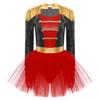 Women Sequins Circus Ringmaster Cosplay Costume Long Sleeve Fringed Shoulder Tulle Leotard Dress Halloween Dress Up Costume