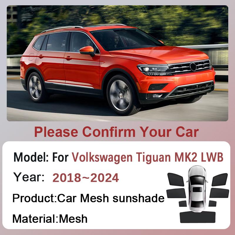 For Volkswagen VW Tiguan MK2 LWB 5-Seats 2018~2024 Car Magnetic Mesh Sunshade Sun Visors Sunscreen Window Curtains Accessories