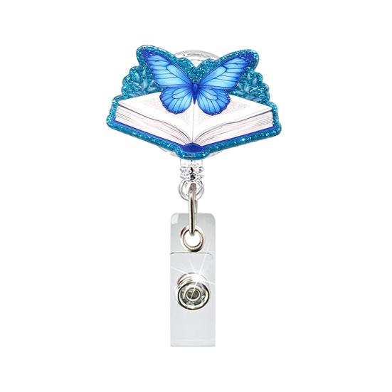 Telescopic Badge Holder Cute Glitter Reels, Acrylic Retractable with Clip, ID Name Tag Reel Card for Nurse Teacher Keychain Nurses