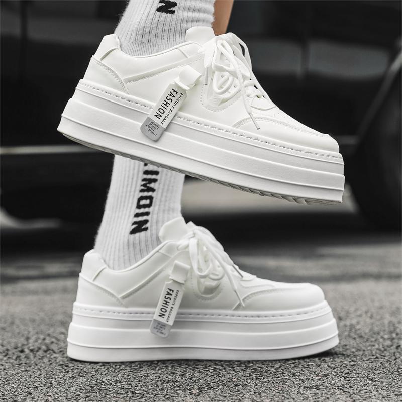 Мужская спортивная обувь Белые кеды для скейтборда Студенческая мода Обувь на платформе Увеличение роста Зеленые кроссовки для бега Большой размер