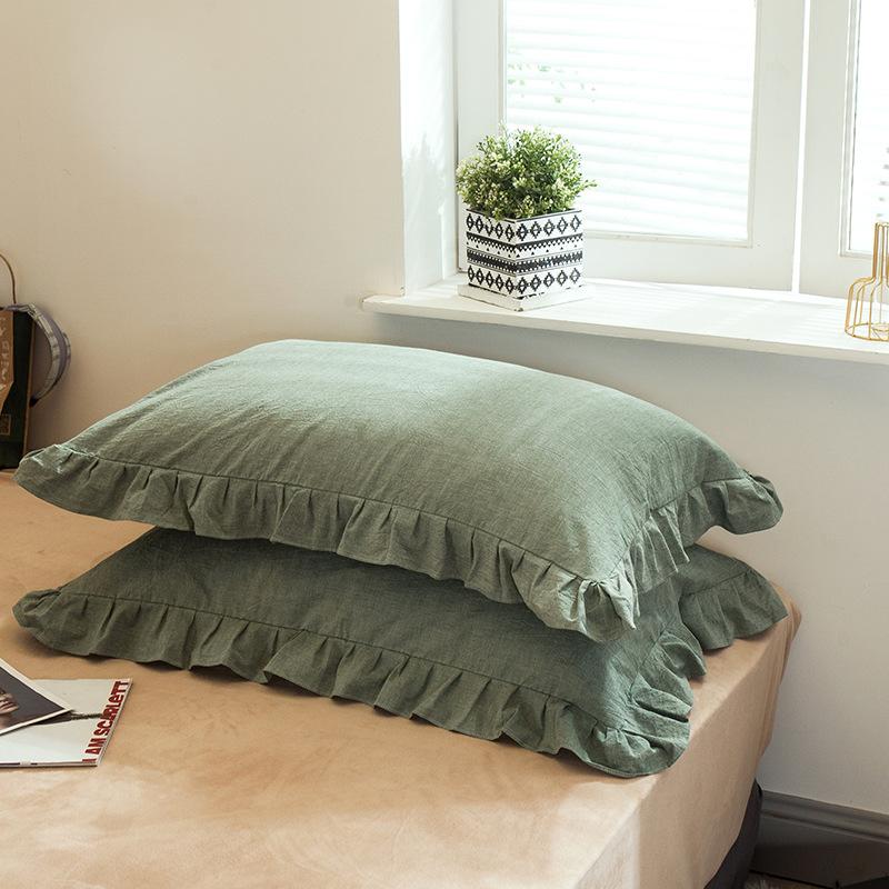 2pcs Fashion French Pillowcase (Without Pillow Core), Soft Breathable Solid Color Lace Pillow Covers, Pillow Protector For Bedroom Sofa Home Decor