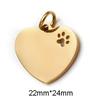Customized Mirror Polished Hollow Paw Heart Tags Stainless Steel Pendants For DIY Personalized ID/Name/Logo/Text Jewelry