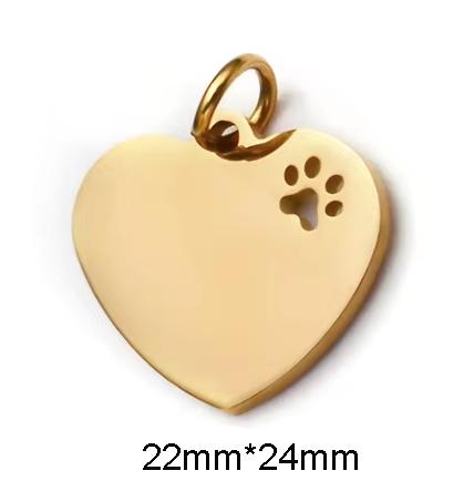 Customized Mirror Polished Hollow Paw Heart Tags Stainless Steel Pendants For DIY Personalized ID/Name/Logo/Text Jewelry