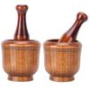 Wooden Grinding Bowl Household Kitchen Manual Garlic Ginger Spices Grinder Mortar Pestle Set KTY