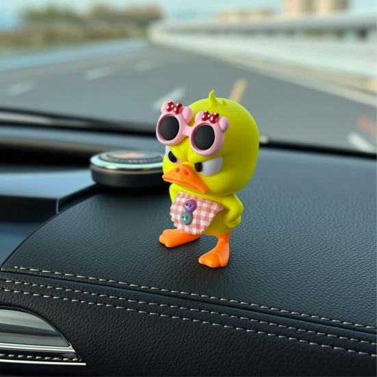 Creative Birthday Gifts 3D Printed Cute Duck Figurine with Glasses, Angry Pose Desk Decor, Miniature Collection Office Bookcase Car Ornament,