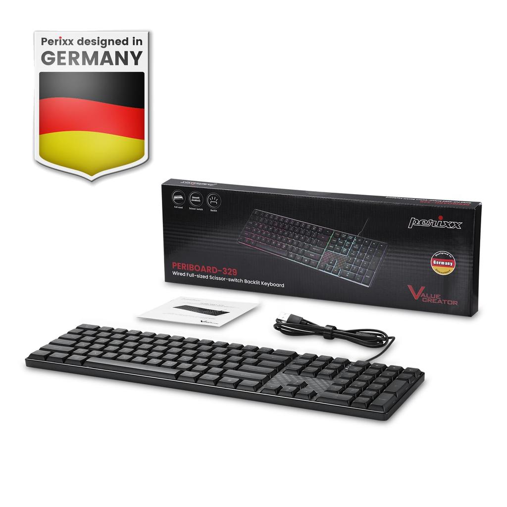 II Backlit Keyboard Wired English Layout Pantograph Keys PERIBOARD-329