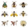 Exquisite Women Men Little Bee Fashion Crystal Brooch Decoration Rhinestone Insect Series Enamel Brooches Pins Accessories
