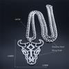Hip Hop Animal Bull Head Pendant Necklace Men Stainless Steel Silver Color Skull Ox Bone Chain Amulet Jewelry collar ZZZ3574-QKC