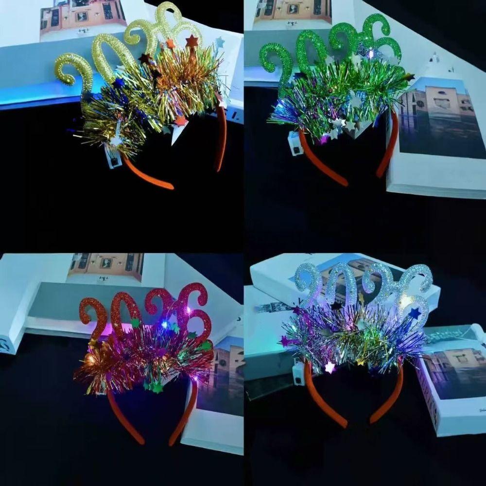 Cute LED Glow Hair Bands Sweet Luminous Headpiece 2026 Happy New Year Headband Cosplay