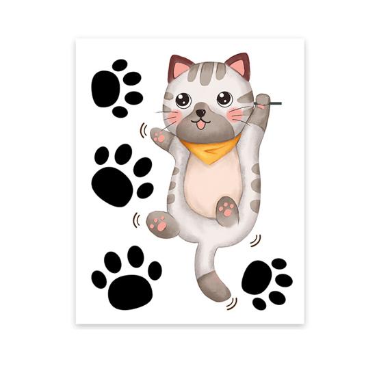 Наклейка на унитаз с мультяшным котом, съемная самоклеящаяся водонепроницаемая наклейка из ПВХ для гостиной, ванной комнаты, стены искусства, украшение для крышки унитаза с лапой котенка