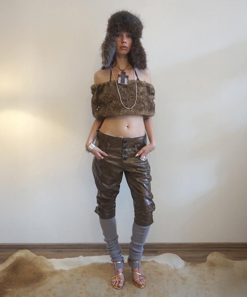 Брюки SCULPTOR Capri из искусственной кожи Коричневые