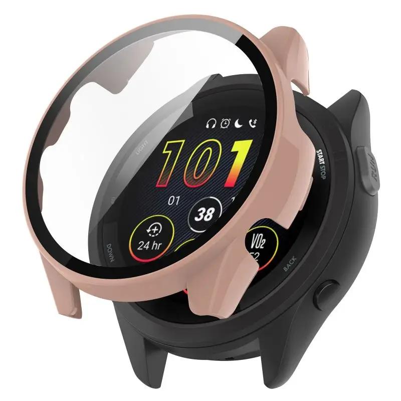 Чехол из ПК + закаленного стекла для Garmin Forerunner 165 165Music Защитная пленка для экрана высокой четкости для Forerunner165 Music чехол для часов