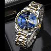 BINBOND Luxury Men Quartz Watch Waterproof Date Week Luminous Wristwatch Stainless Steel Men's Watches Male Clock