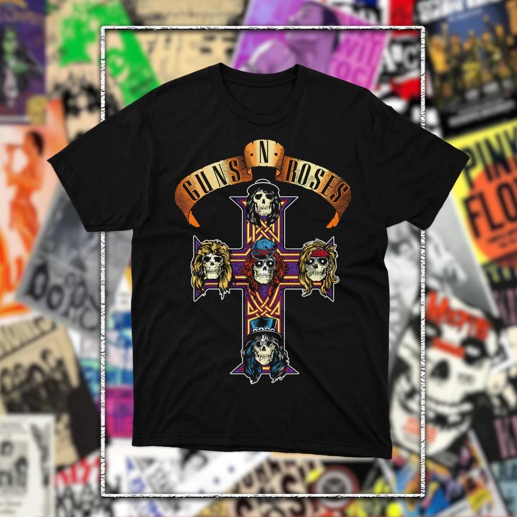 Guns N Roses GNR Группа Винтажная Мужская Футболка Унисекс Круглый Вырез 100% Хлопок Короткий Рукав Y2k Популярная Модная Оверсайз Футболка для фанатов