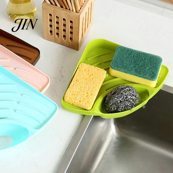 Sink Caddy with Drainage Corner Storage Rack, Triangular Shape, Multi-Compartment Kitchen Strainer Organizer, Durable Rack for Sponges Brushes