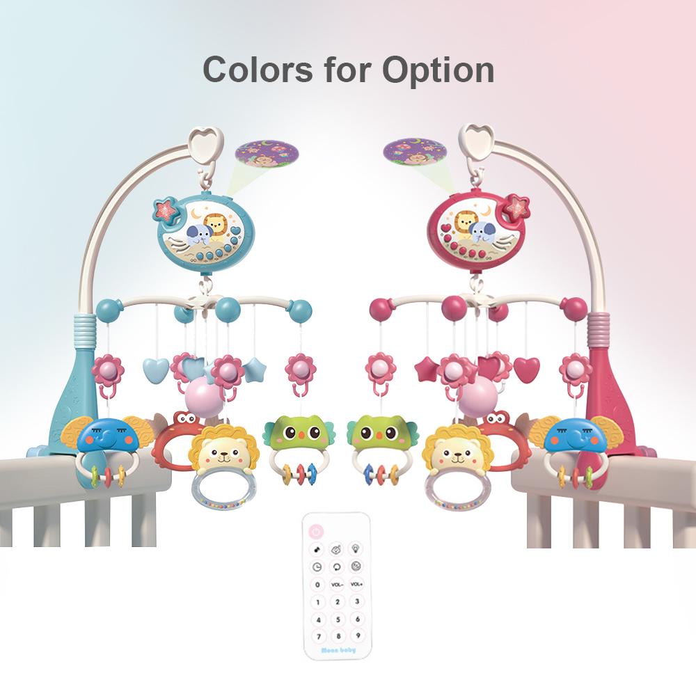 Милая детская кроватка-мобиль с музыкальными огнями, подвесные вращающиеся игрушки с проекцией звезд, игрушки для детской кроватки с дистанционным управлением, украшение для детской кроватки для ребенка