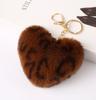 Furry Leopard Pendants Keychain Key Rings Holder Heart-shaped Decorated Accessories