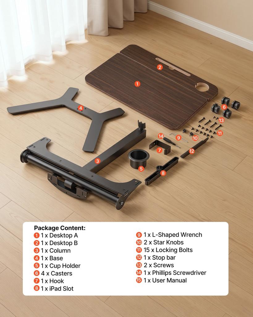 Standing Desk, Adjustable Height Mobile Stand Up Desk with Tilting Desktop, 715 x 525 mm Small Computer Sit Stand Workstation, 15 kg Load Capacity,