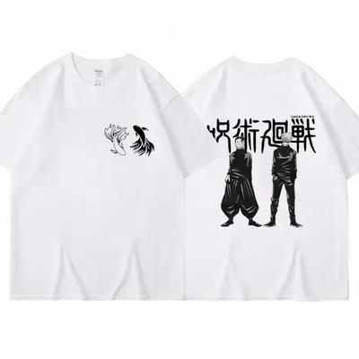 2025 Японская анимация Jujutsu Kaisen футболка Сатору Годжо Гето Сугуру аниме Харадзюку стиль повседневная одежда топ