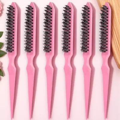 6Pcs Three Row Teasing Hair Brush for Volume Boost Ergonomic Design Gentle Detangling Salon Professional Home Travel Use Hair