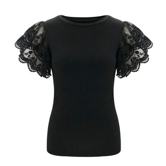 Женская сексуальная однотонная тонкая блузка с круглым вырезом и короткими рукавами