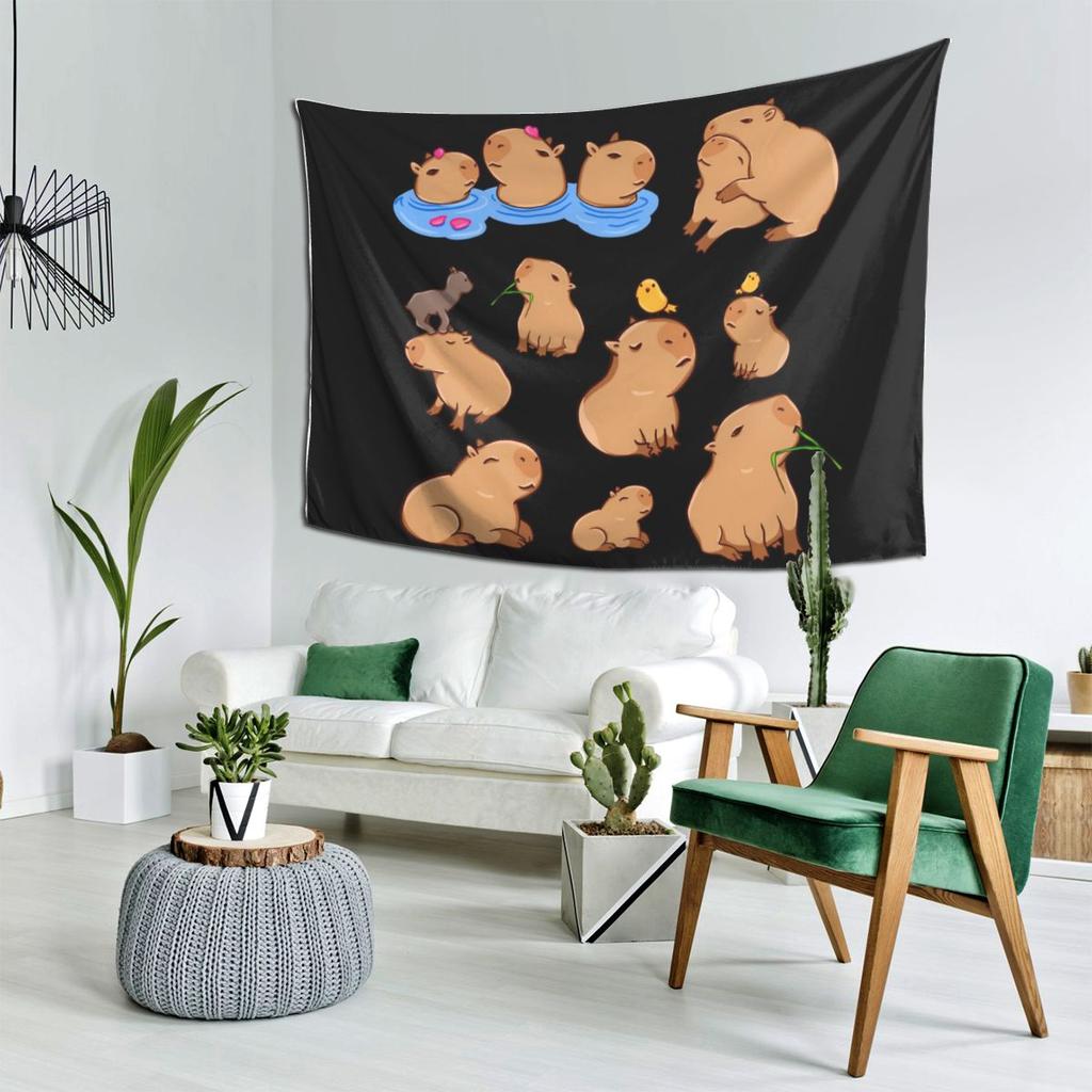 Capybara Pattern Tapestry Decor Art Aesthetic Tapestries for Living Room Bedroom Home Wall Cloth Wall Hanging