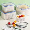 Food Storage Container with Drain Basket BPA Free Large Capacity Leak Resistant Fridge Vegetable Organizer Box
