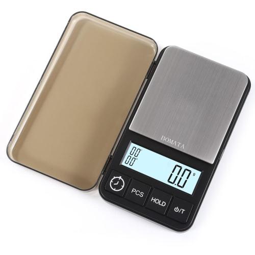 BOMATA 2kg Capacity, 0.1g Increments, Pocket Digital Scale, Small Coffee Scale with Timer, High Precision, Portable Mini Precision Scale, Drip Scale w