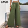 Женские зеленые брюки, новые повседневные брюки с широкими штанинами