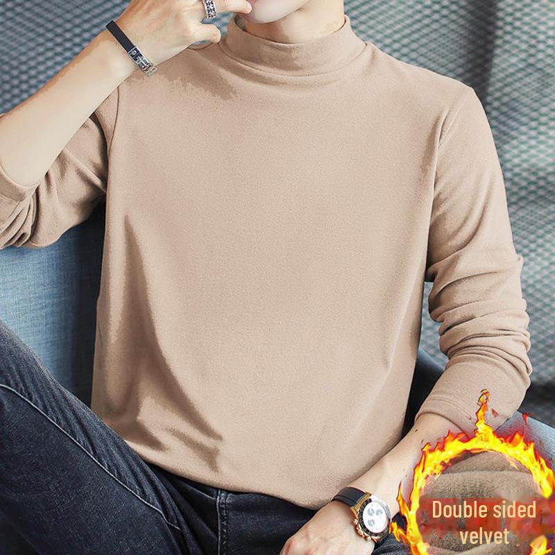 Мужская двухсторонняя немецкая бархатная термоводолазка с длинным рукавом зимняя рубашка