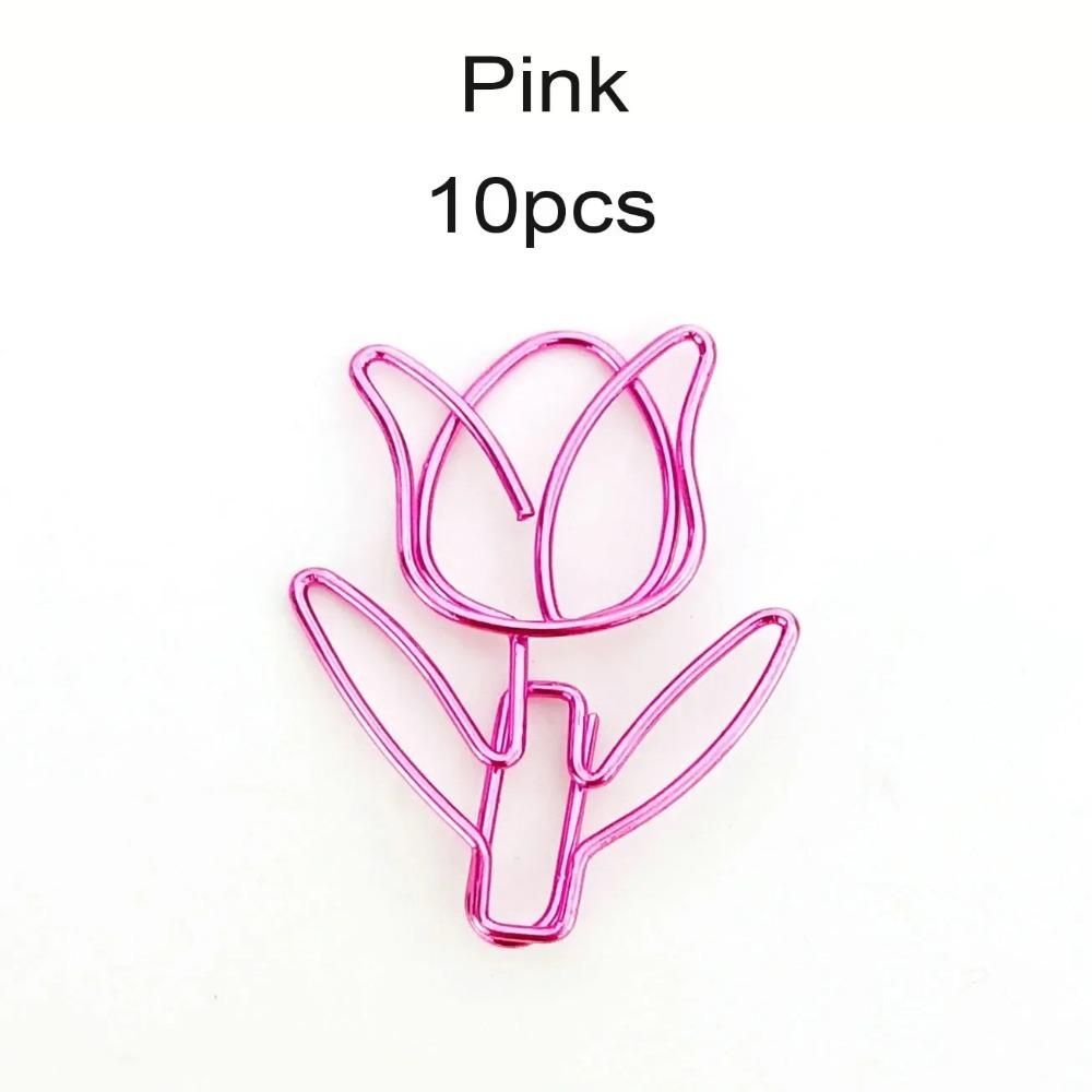 Мини-цветная скрепка в форме тюльпана, металлические канцелярские скрепки, прочная цветная скрепка для бумаги