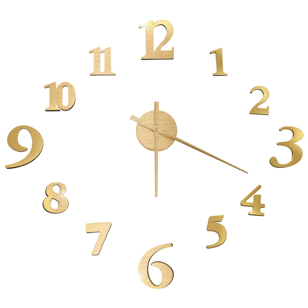 3D Wall Clock Modern Design Golden 100 cm XXL