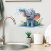 Cartoon Baby Elephant Splashing Water Wall Sticker for Bathroom Home Decor Self-Adhesive Removable Decal