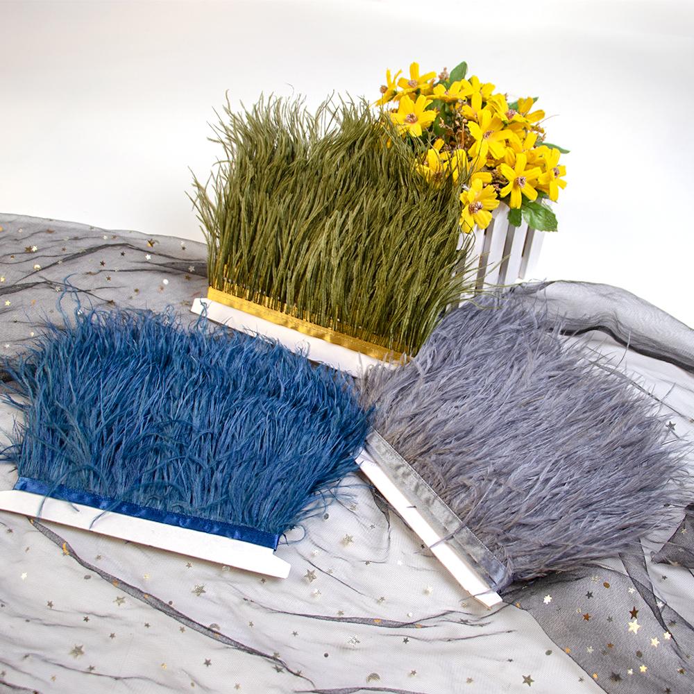 Лента с отделкой из страусиных перьев FeatherWhite 8-10 см Натуральные перья 1/2/5/10 метров Швейные принадлежности для украшения платья одежды Поделки