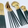 24Pcs Stainless Steel Dinnerware Set Kitchen Green Gold Cutlery Set Knife Fork Spoon Flatware Tableware Minimalist Silverware