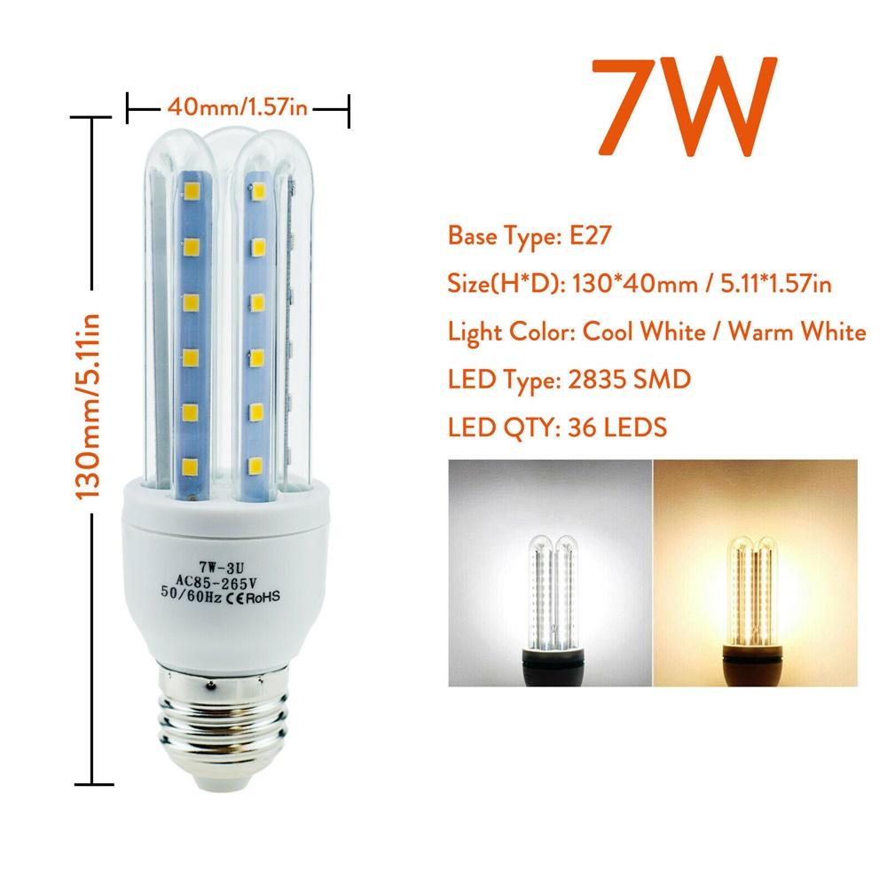 3W 5W 7W 9W 12W Energy Saving E27 LED Corn Light Bulbs U Tube Fluorescent Neon Flood Lights 220V 110V Home Lamps 360° Lighting