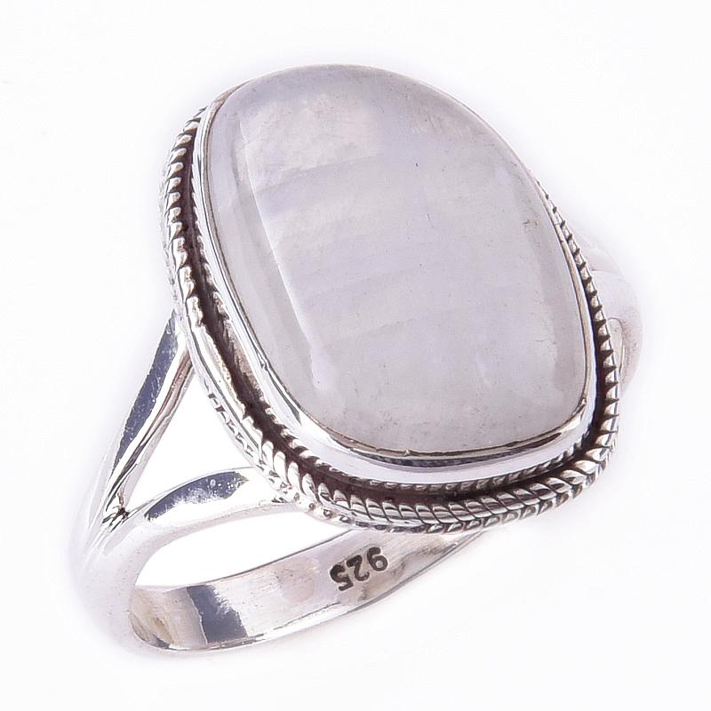 Натуральный Радужный Лунный Камень Драгоценный Камень Ручной Работы Серебряное Кольцо 925 пробы S.10 S7p56