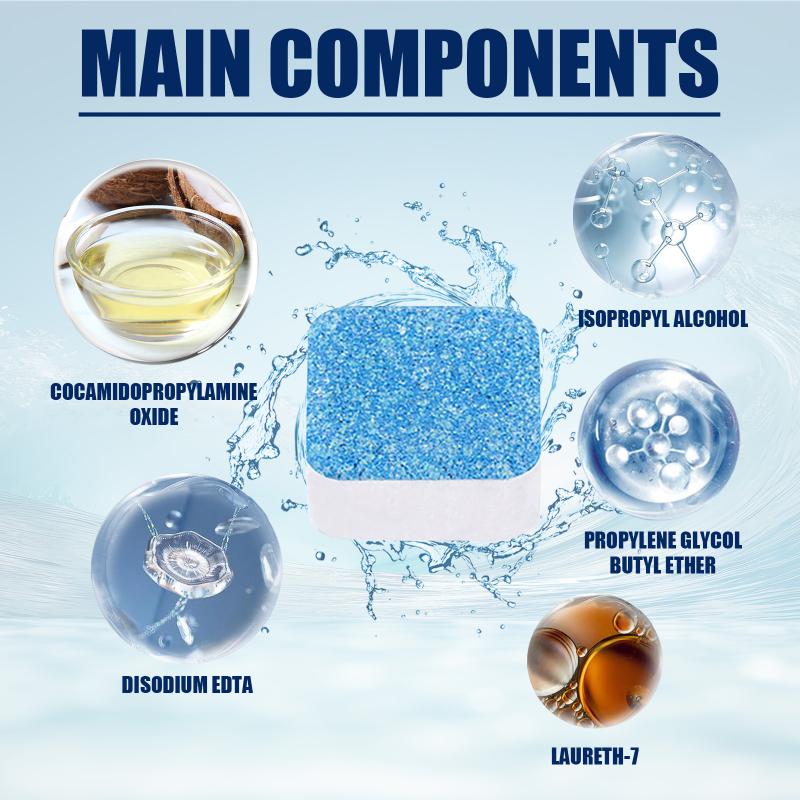 Washing Machine Effervescent Cleaning Tablets 12PCS Deep Laundry Cleaning Removes Odor for Front Load and Top Load Washers