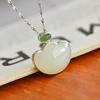 Natural Hotan Jade pendant S925 silver inlaid pendant for women's simple Chinese style with certificate