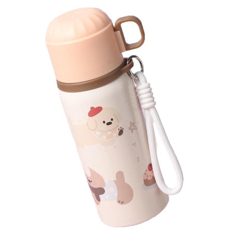 Детская мультяшная бутылка для воды с изоляцией и соломинкой для путешествий, улицы и