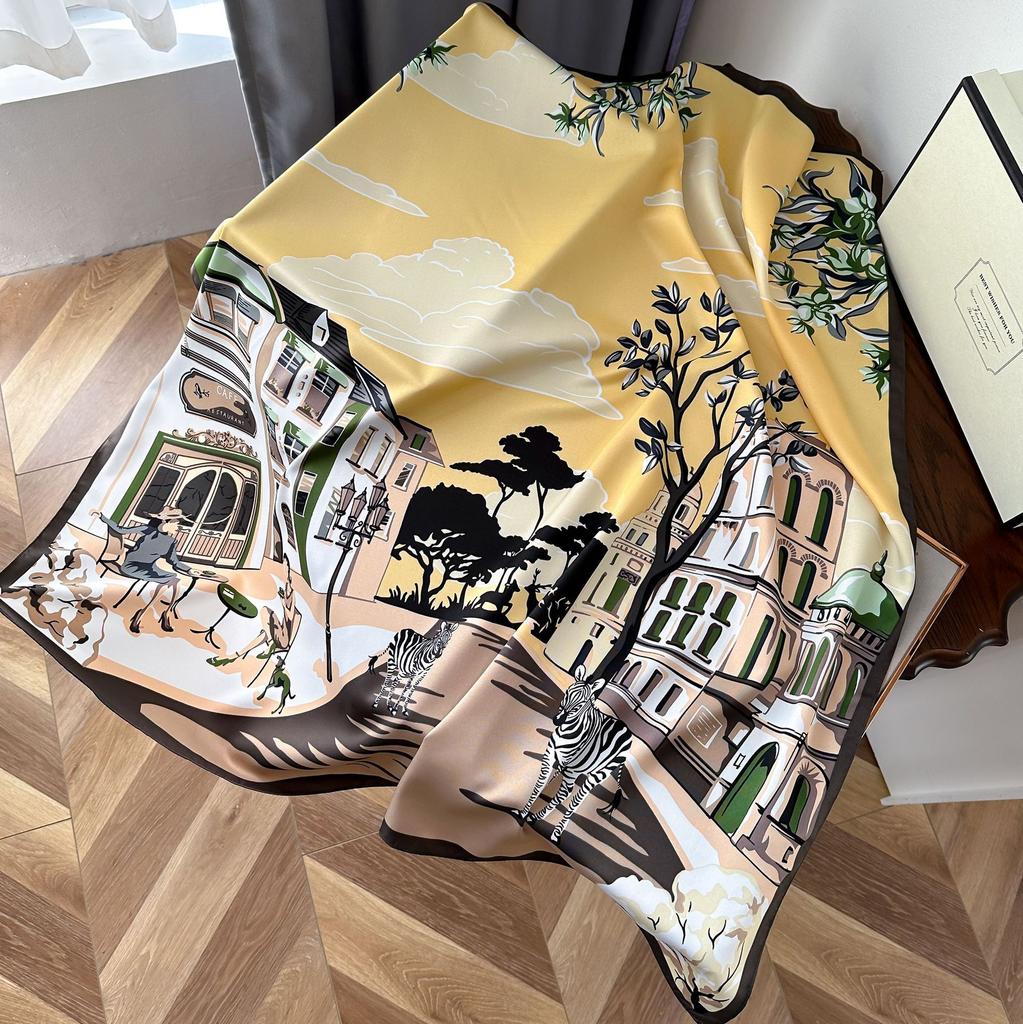 High-quality Luxurious Silk Scarves Headband Scarfs Neck Scarf For Women Chain Silk Scarf Women's Decorative Shawl