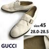Monk Strap Suede Leather Shoes 45 28-28.5 White beige(USED)