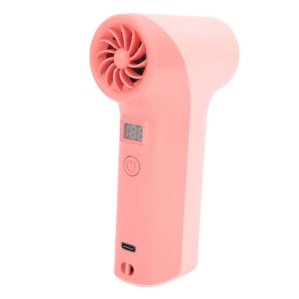 Handheld Turbo Fan 40000RPM High Speed 5 Gears Rechargeable Portable Handheld Fan with LED Light Roseate