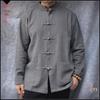 Мужская куртка Тан в китайском стиле из хлопка и льна с длинным рукавом - Весенняя ретро-дизайн с пуговицами Чжуншань