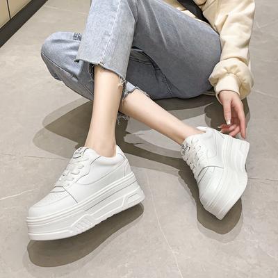 Маленькие белые туфли с внутренней стороны, женские туфли из натуральной кожи, новые маленькие универсальные женские туфли из воловьей кожи на толстой подошве