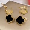 15MM Four-Leaf Clover Earrings Buckle Mother-Of-Pearl Full Radium Female Temperament Simple Earrings