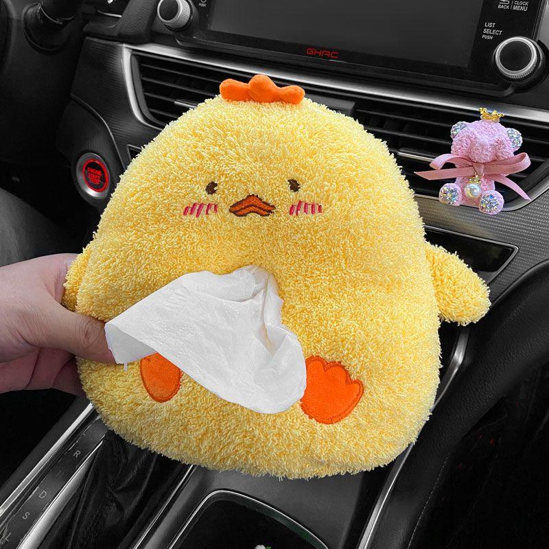 Plush Car Tissue Box Cartoon Cute Creative Car Pendant Car Interior Tissue Box Sun Visor Toilet Paper Box