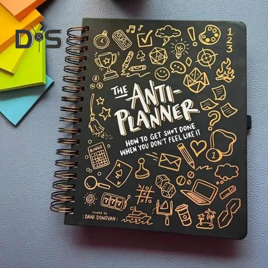 Anti-Planner Notebook Premium White Paper Anti-Bleed Design ADHD-Friendly Daily Organizer with Comics Coloring Pages And Strategies