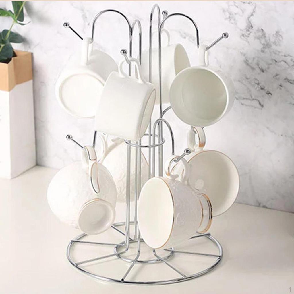 Mug Drying Rack 8 Cup Hooks Dryer Coffee Bar Decor Organizer for Desktop Mugs